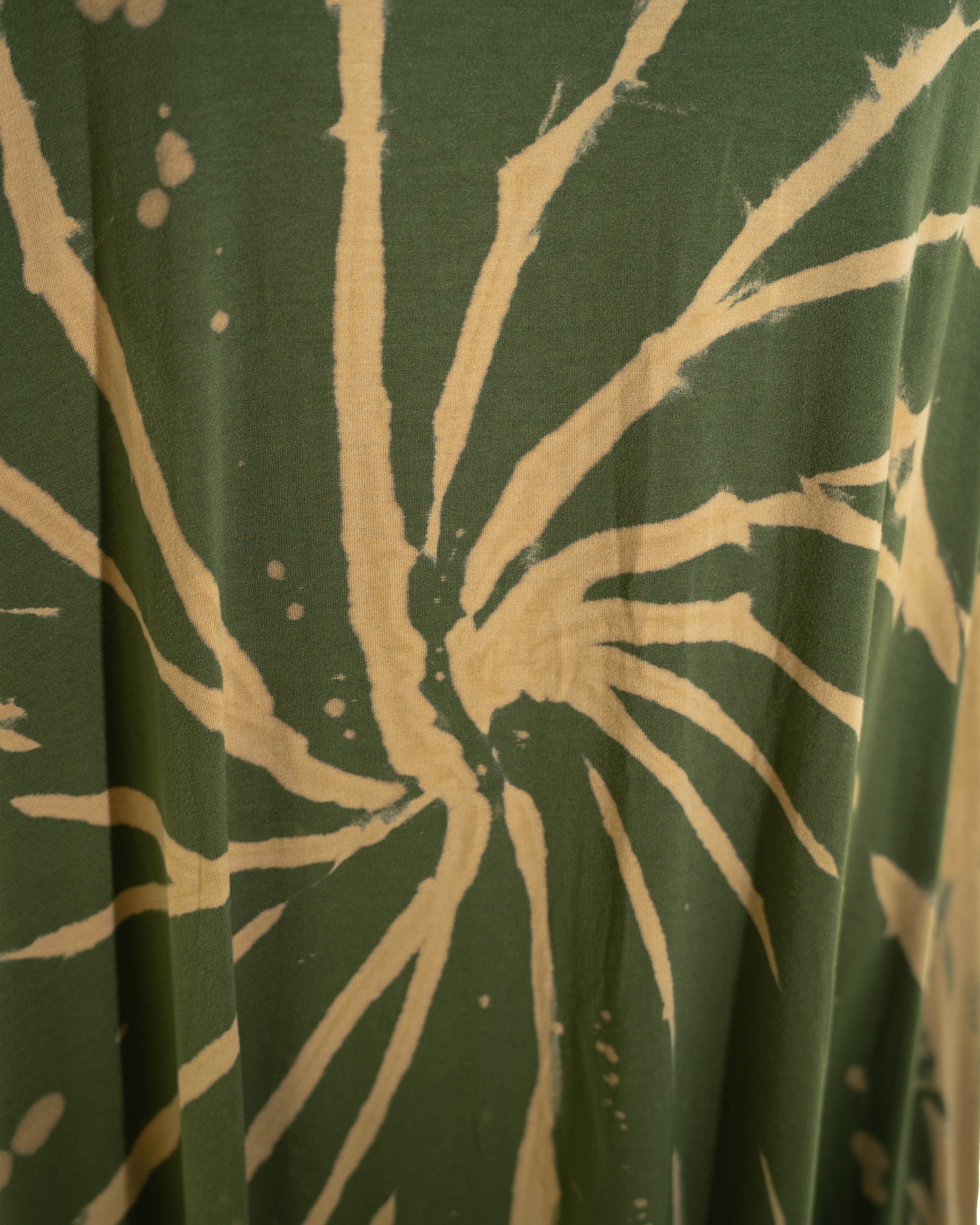 Olive Green Bleached Tie-Dye Sleeveless Dress with Pockets