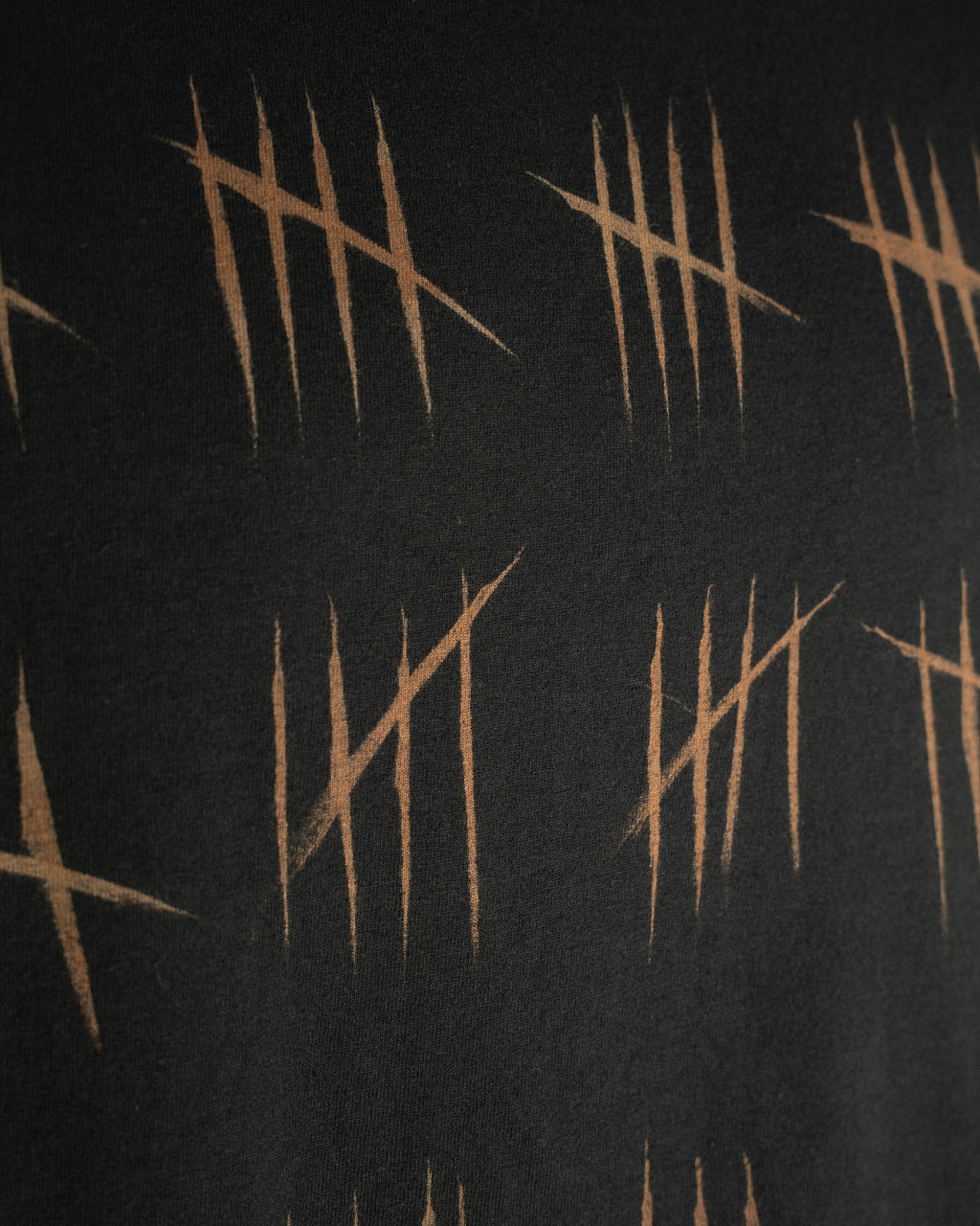 Bleached Tally Mark T-Shirt, Handmade Black Grunge Tee, Reverse Element
