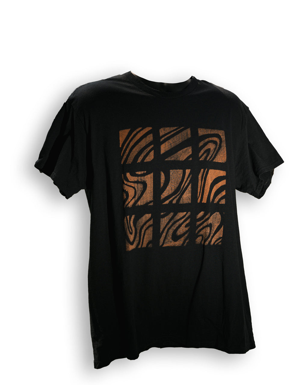 Black Bleached Grid Pattern T-Shirt