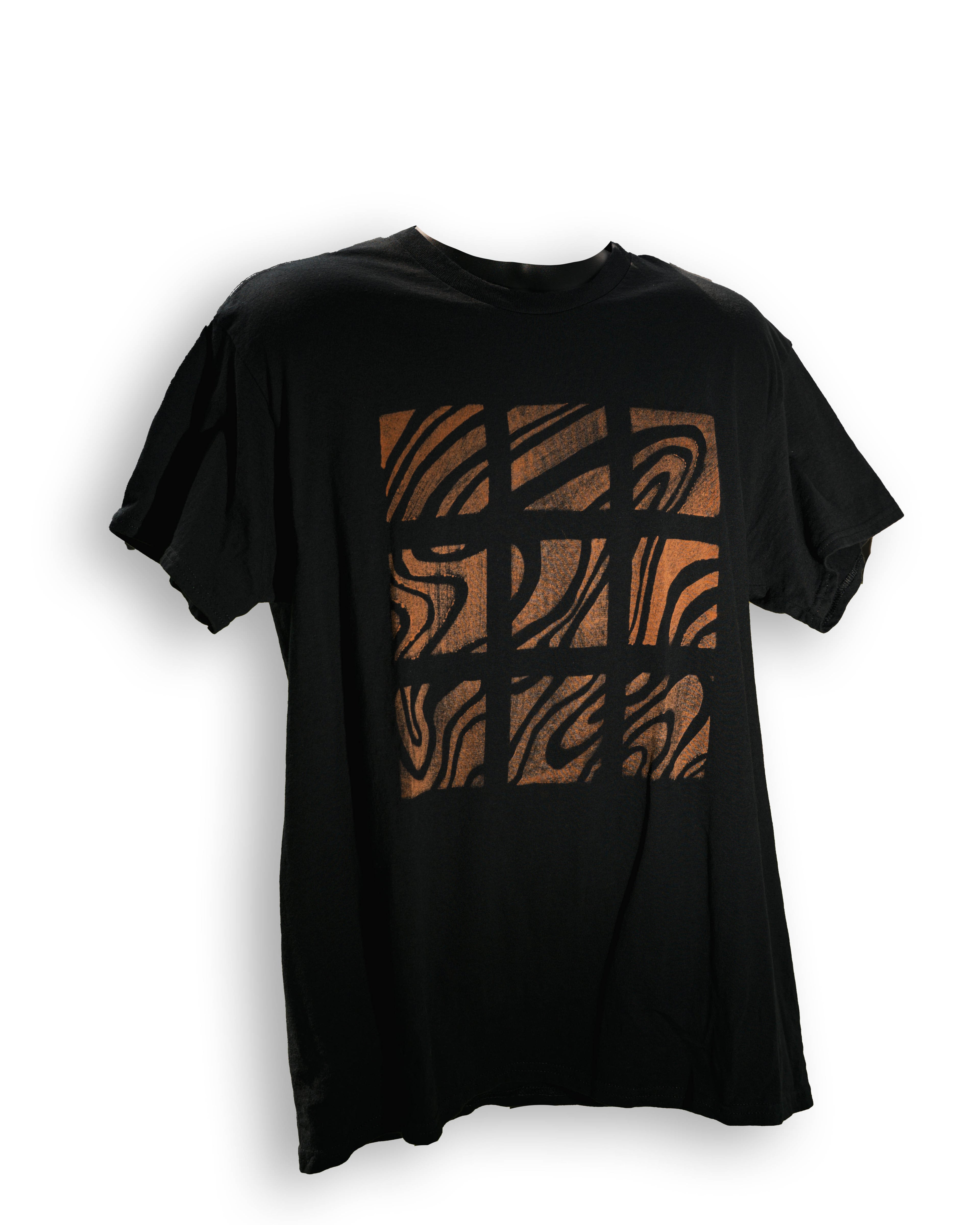 Black Bleached Grid Pattern T-Shirt
