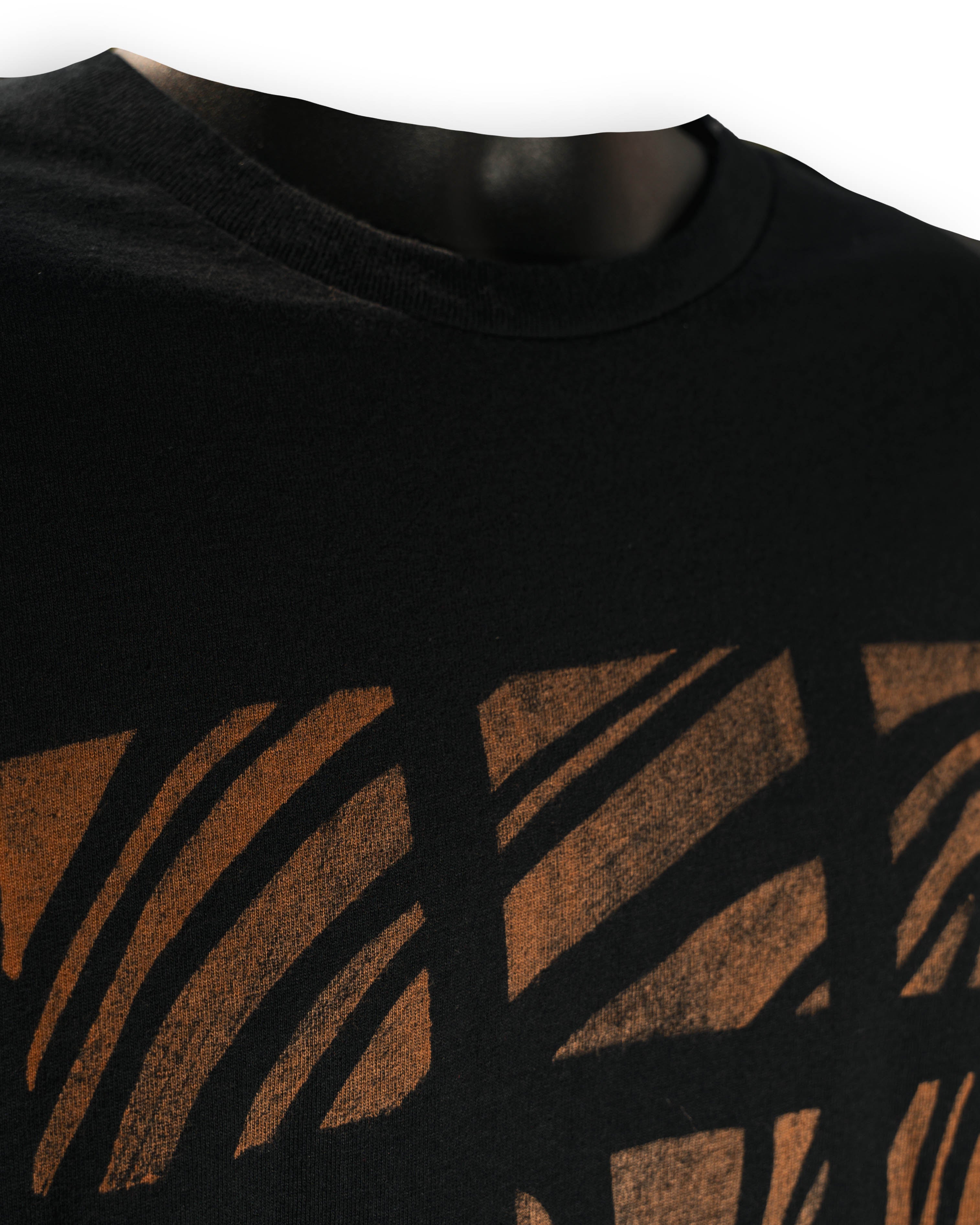Black Bleached Grid Pattern T-Shirt