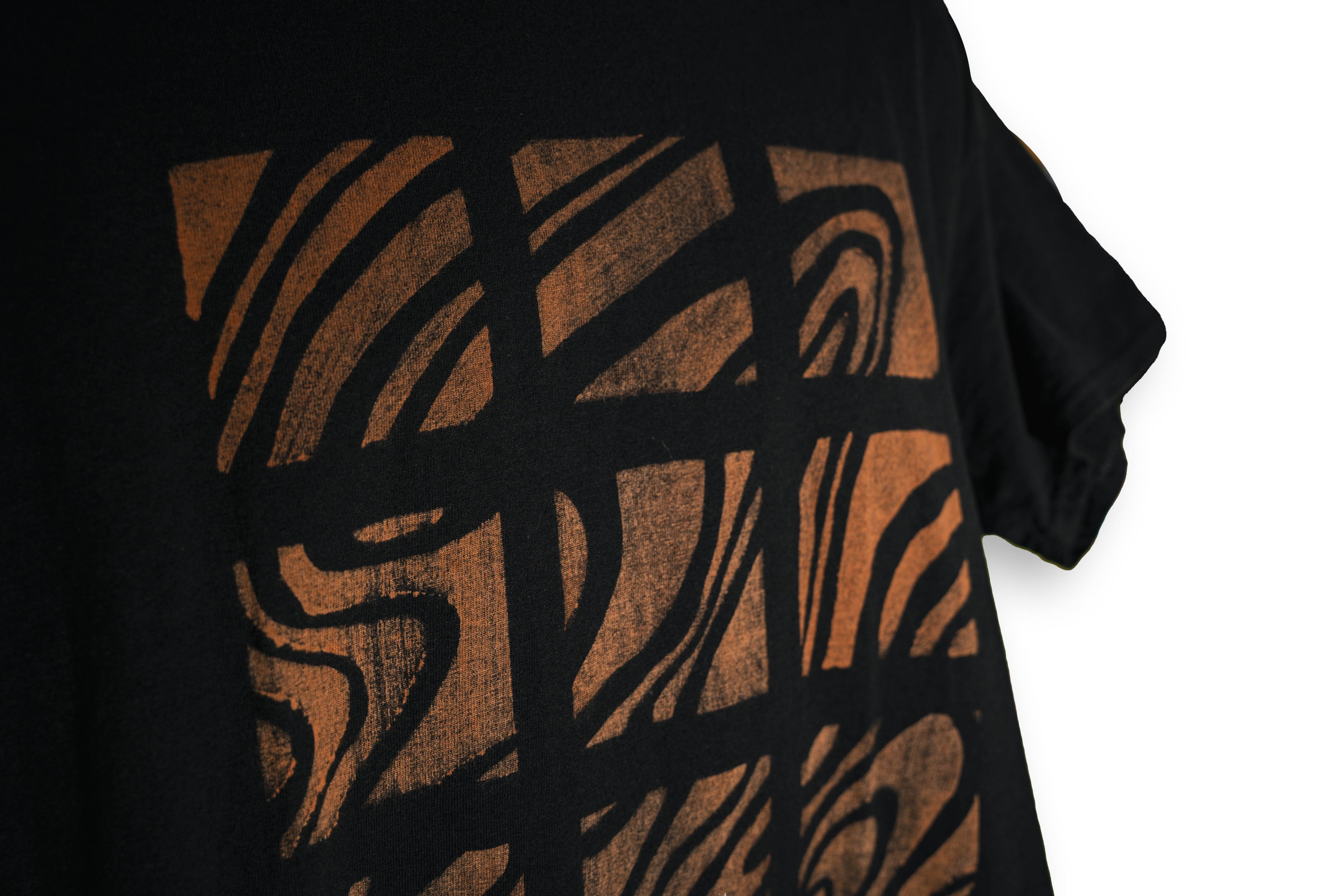 Black Bleached Grid Pattern T-Shirt