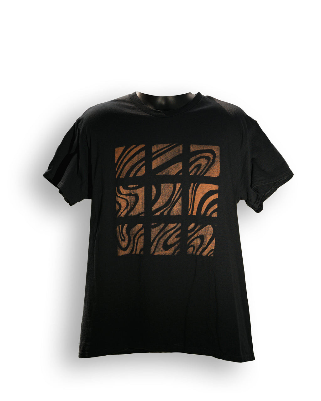 Black Bleached Grid Pattern T-Shirt
