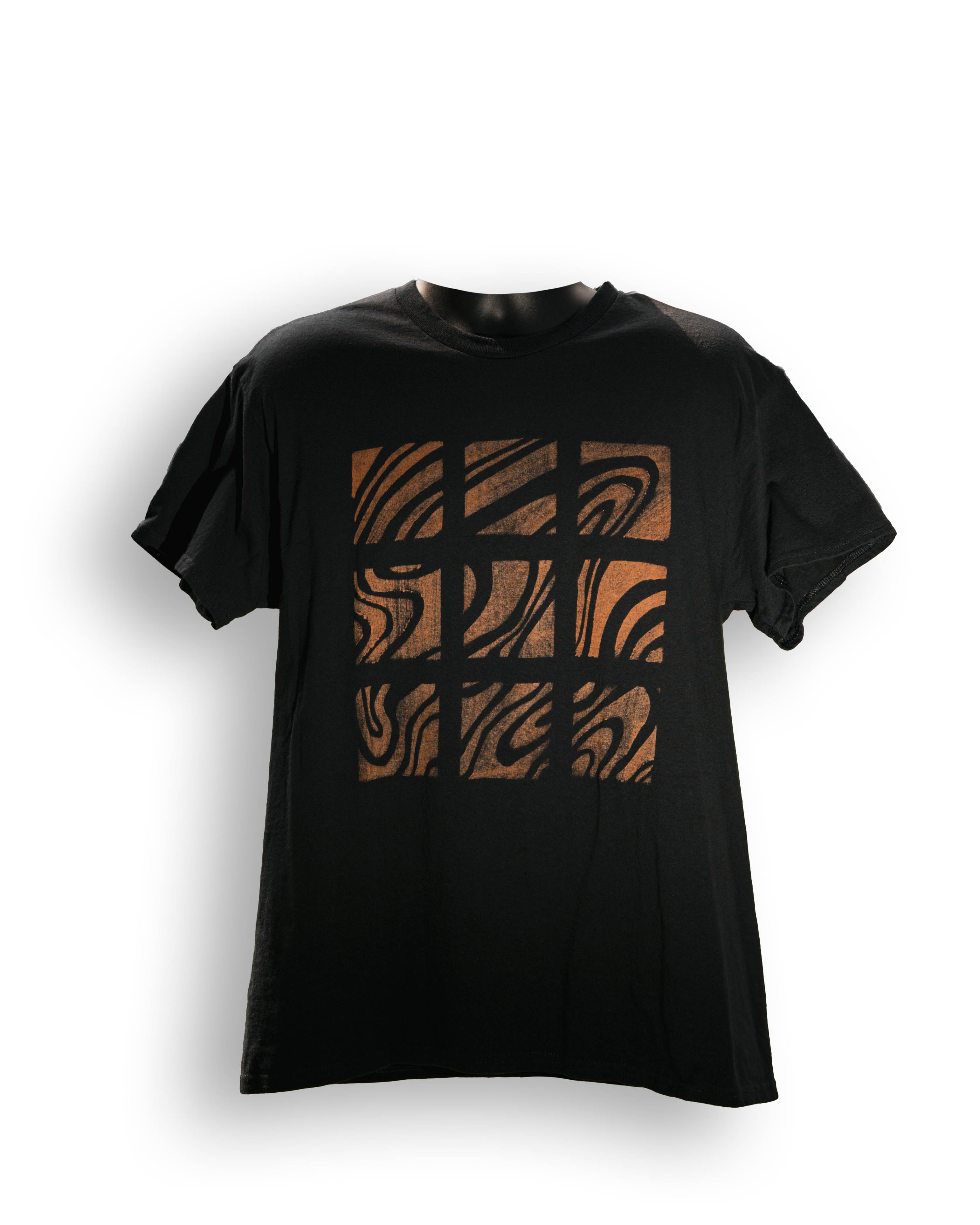 Black Bleached Grid Pattern T-Shirt