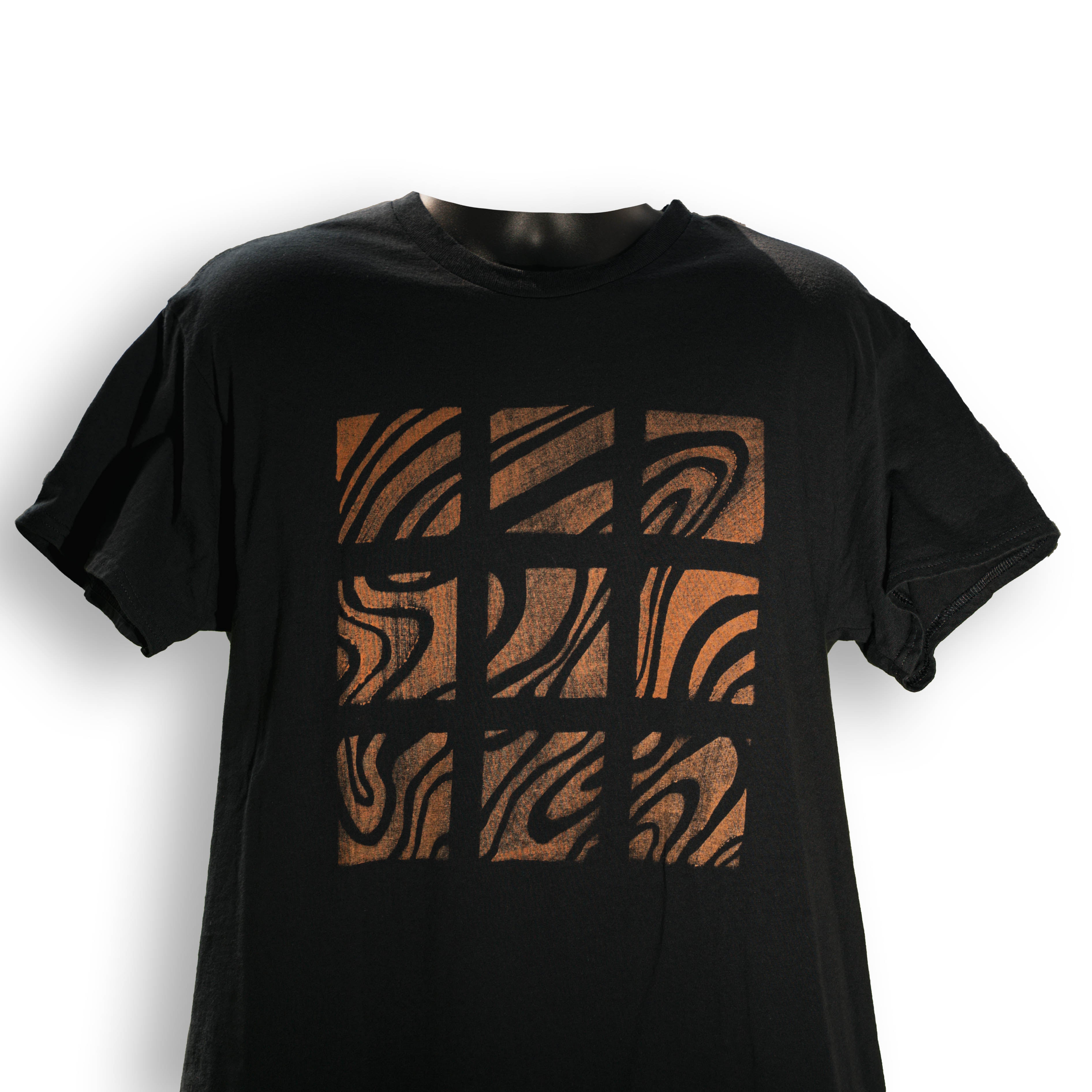 Black Bleached Grid Pattern T-Shirt