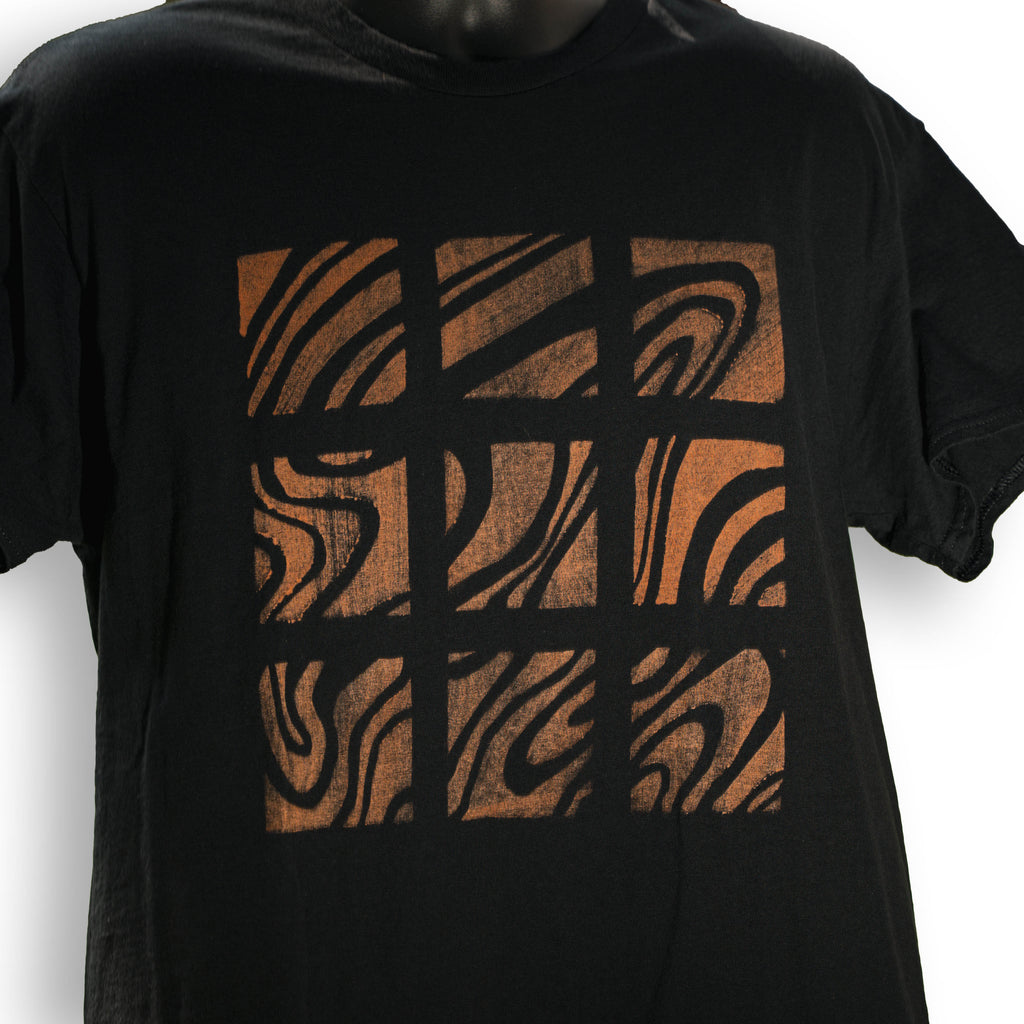 Black Bleached Grid Pattern T-Shirt