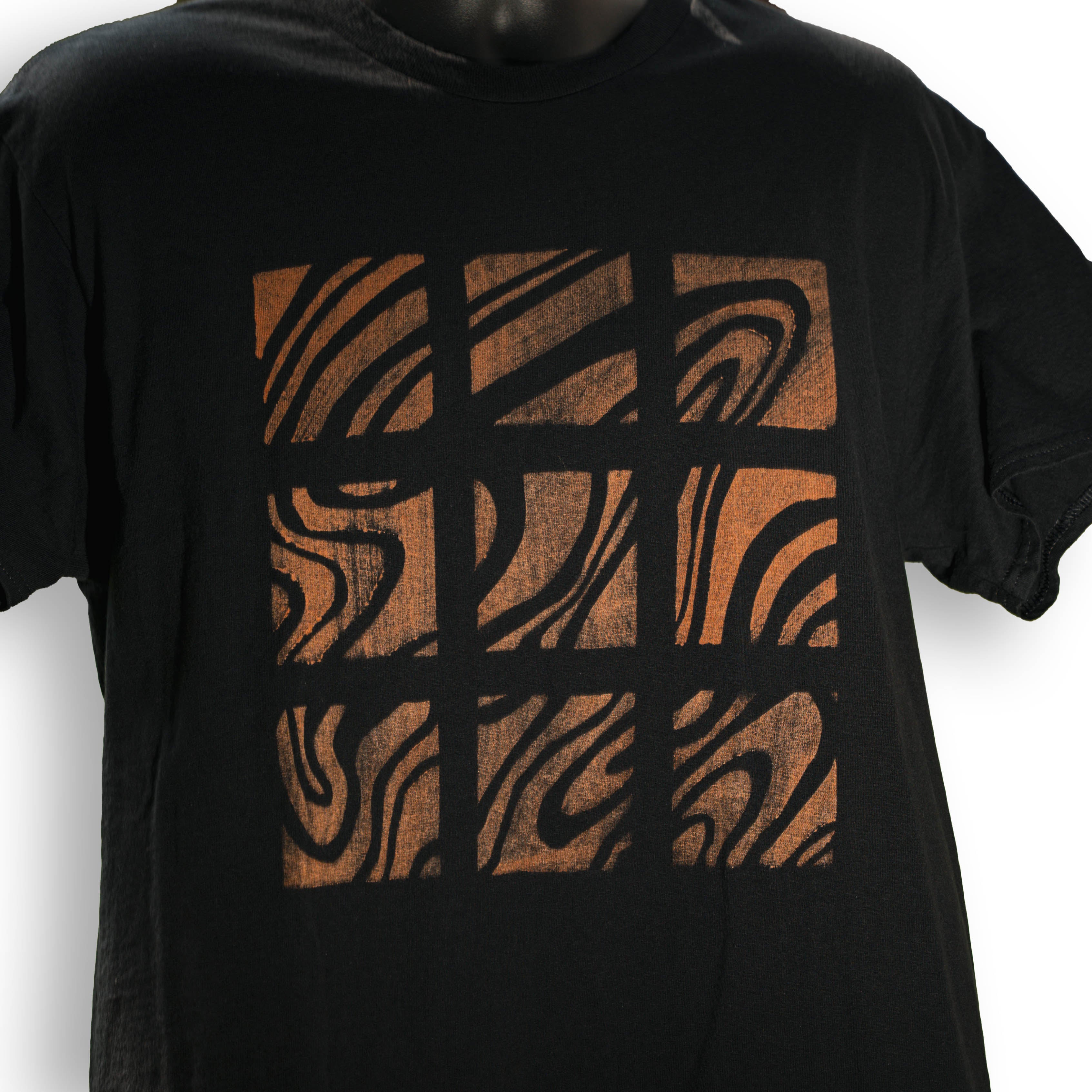 Black Bleached Grid Pattern T-Shirt